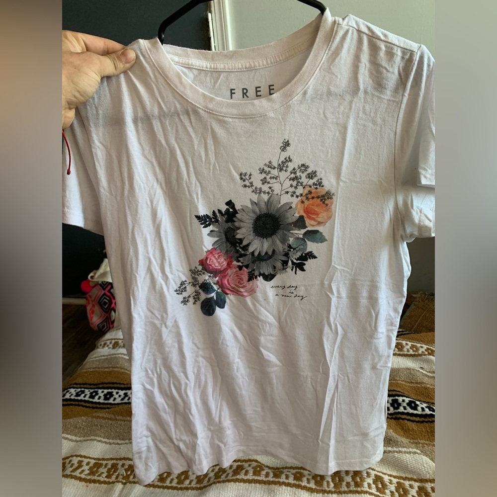 Free State White T Shirt with Flowers.